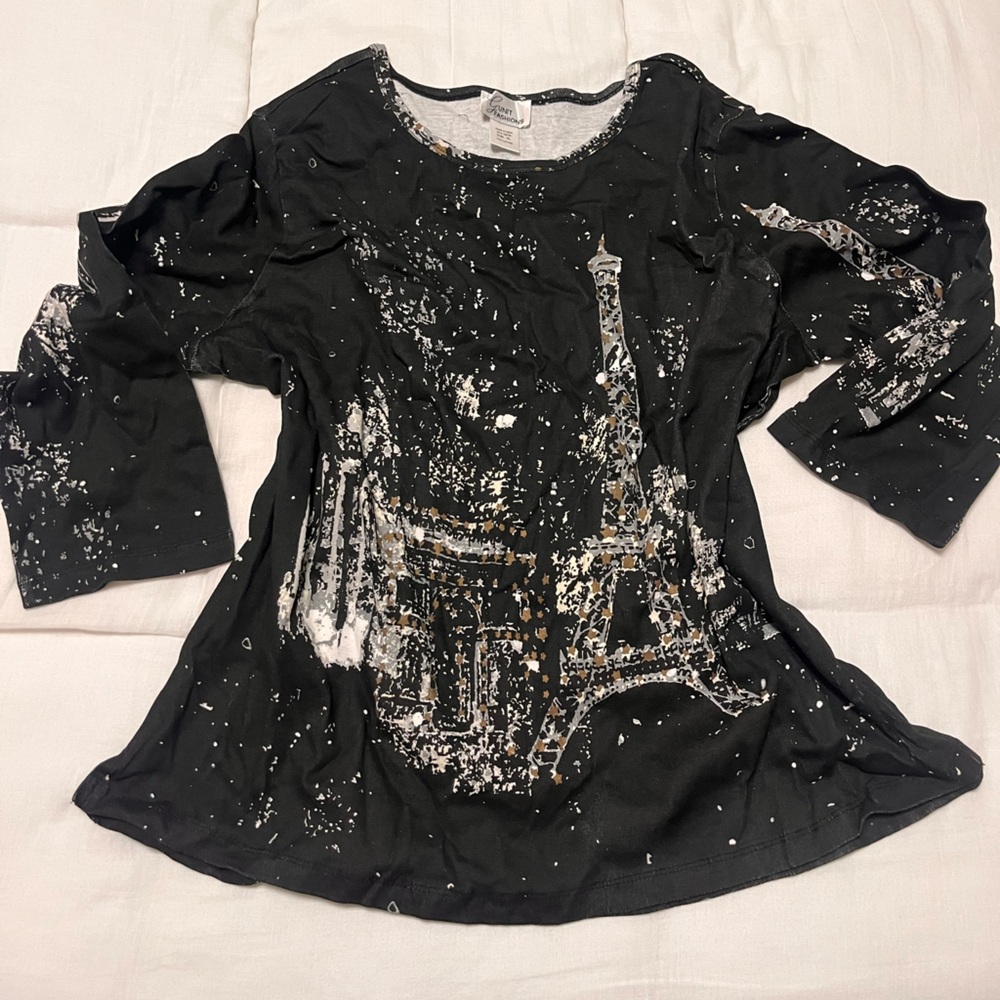 NWOT Paris Design Black Long Sleeve Top